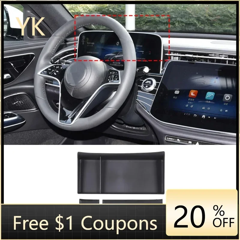 

For Mercedes Benz E Class 2024-2025 ABS Black Car Central Control Screen Paper Towel Storage Box Organizer Tray Car Accessories