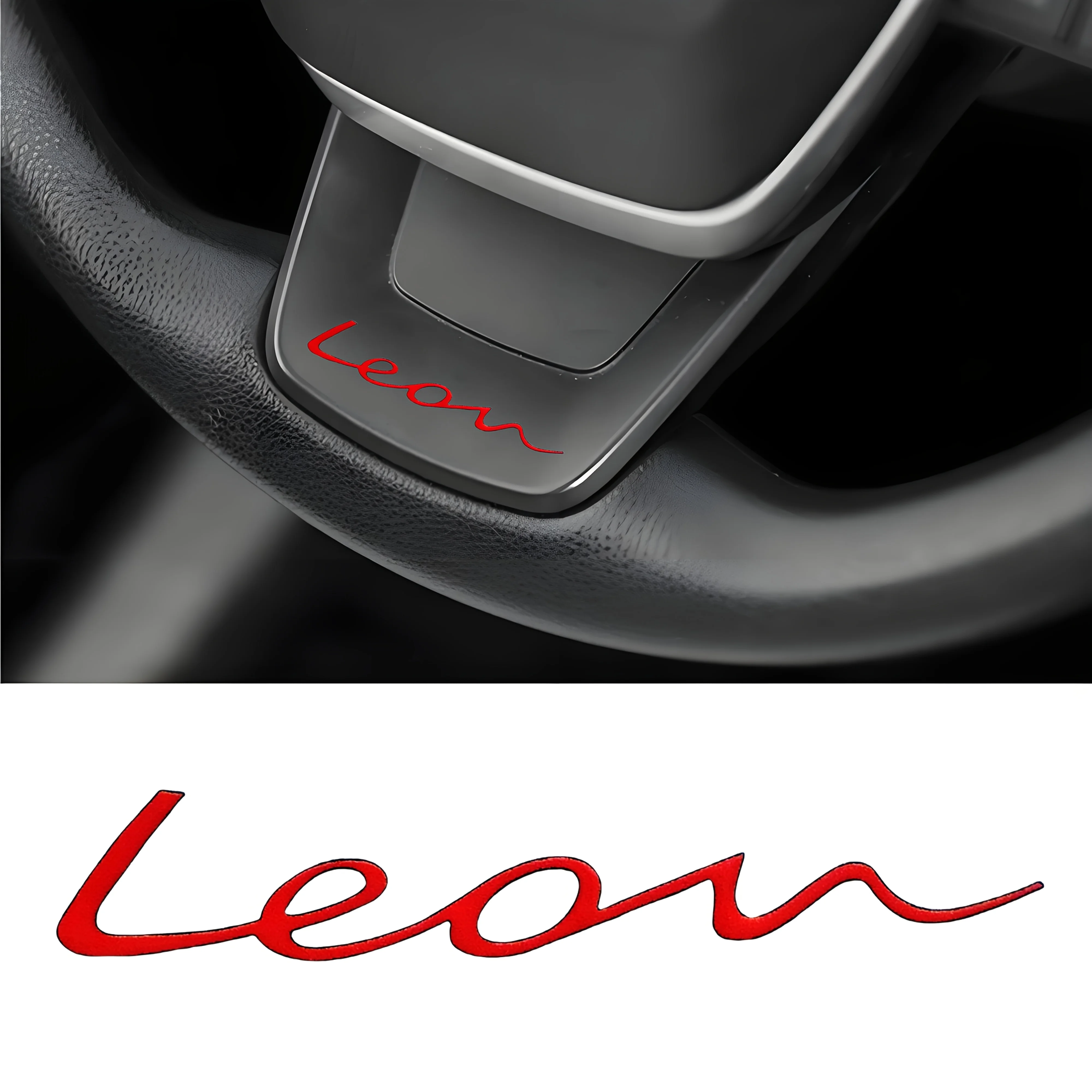 Rear View Mirror or Door Trim - Durable PVC Car Logo Sticker (Red) - Compatible with Seat Leon FR models, stylish design