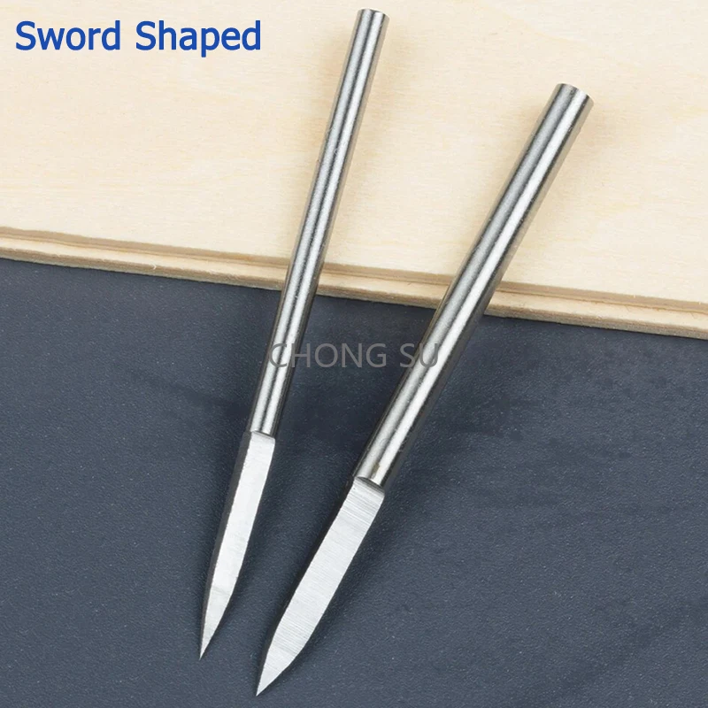 1-10pcs HSS Sword Shaped Engraving Carving Knife Milling Cutter Shank For Wood/Bone Craft 2.35/3/4/6/8/10/12/14mm 2.35/3/4/6mm