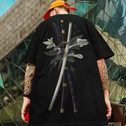 2024 Men's T-Shirt Summer Casual Short Sleeve T-Shirt For Men 3d Samurai Knife Print Oversized Tees Top Street Fashion Clothing