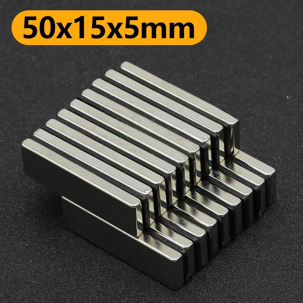 1/2/5/10/20Pcs 50x15x5mm N35 NdFeB Block Magnet Super Powerful Neodymium Magnets Strong Permanent Magnetic imanes 50*15*5