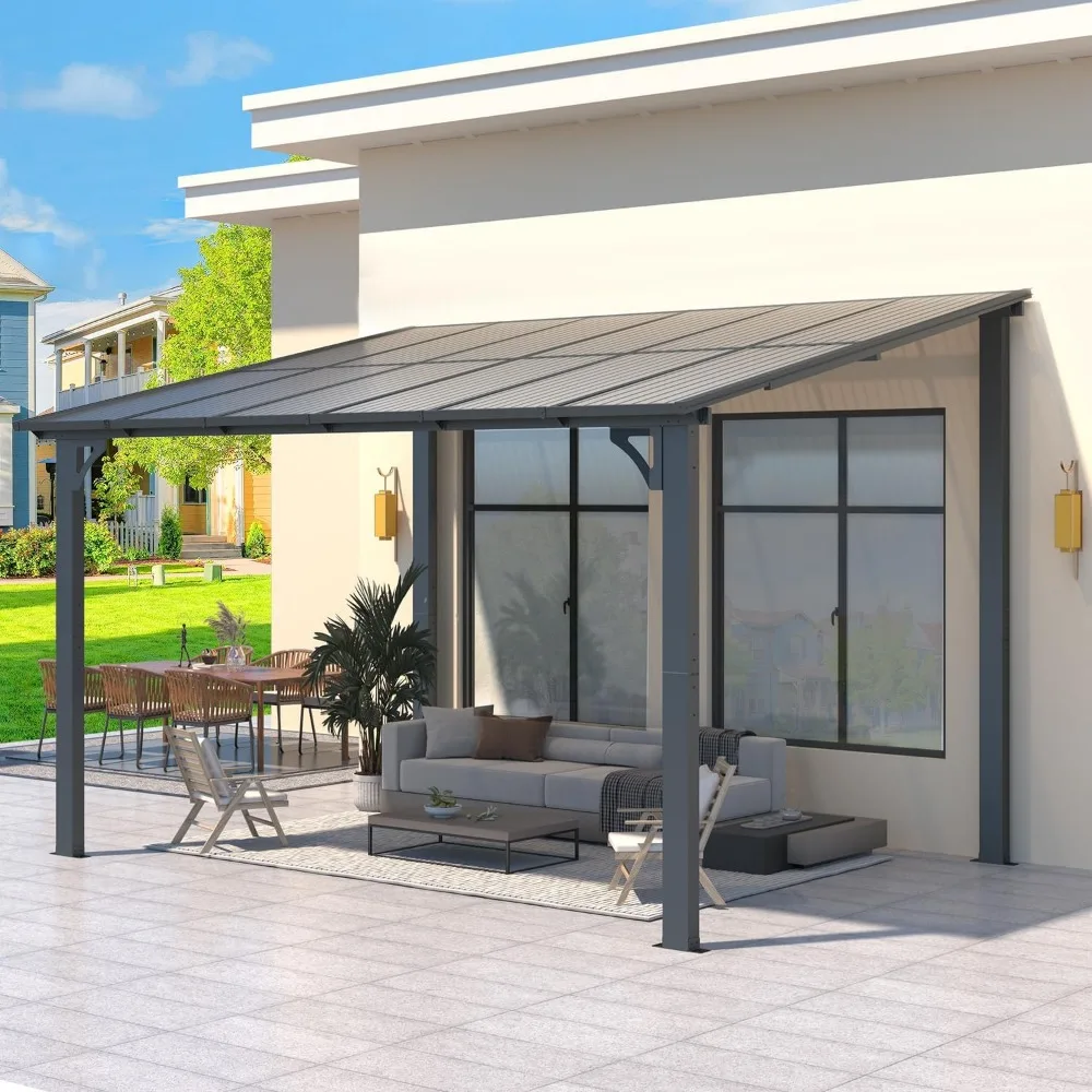 Pergolas externas de 12' x 8, parte superior dura magro para 8x12 guarda-raios e folga de gazebos com telhado de pátio, dossel ao ar livre