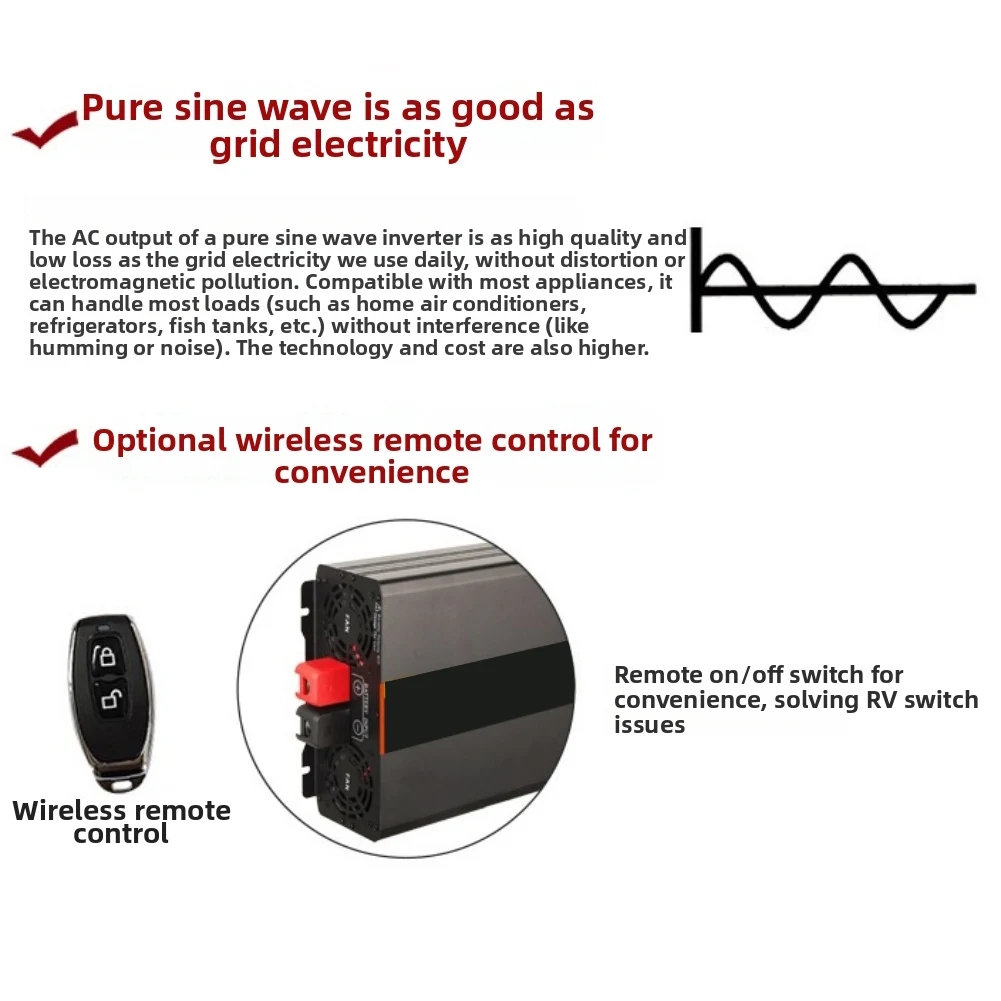 Pure Sine Wave Inverter 800W 24V DC Input 220V AC Output with Front Stage Overload and Input Over Voltage Protection