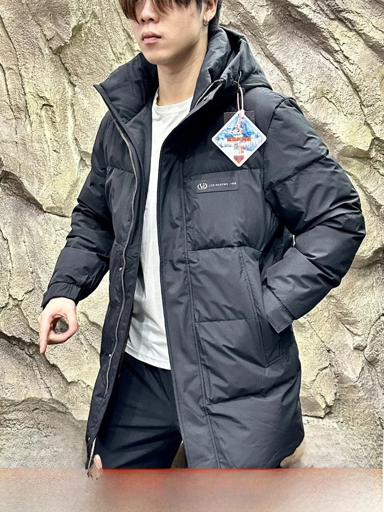 

Men's Winter Thiened Warm Hooded Mid-Length down Jaet 90 Du down Waterproof Windproof Outdoor Polyester Fiber Long S...