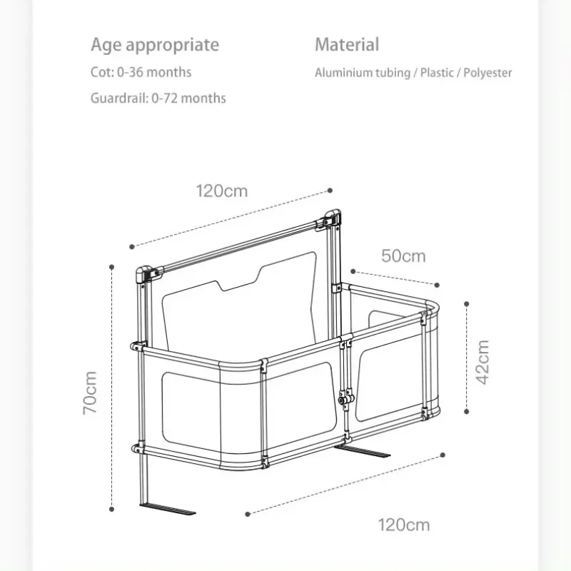 3 in1 Bedroom Baby Sleeping Safety Fence Anti-Fall Rails Bedside Crib Protective Barrier Foldable Baby Bed Isolation Guardrail