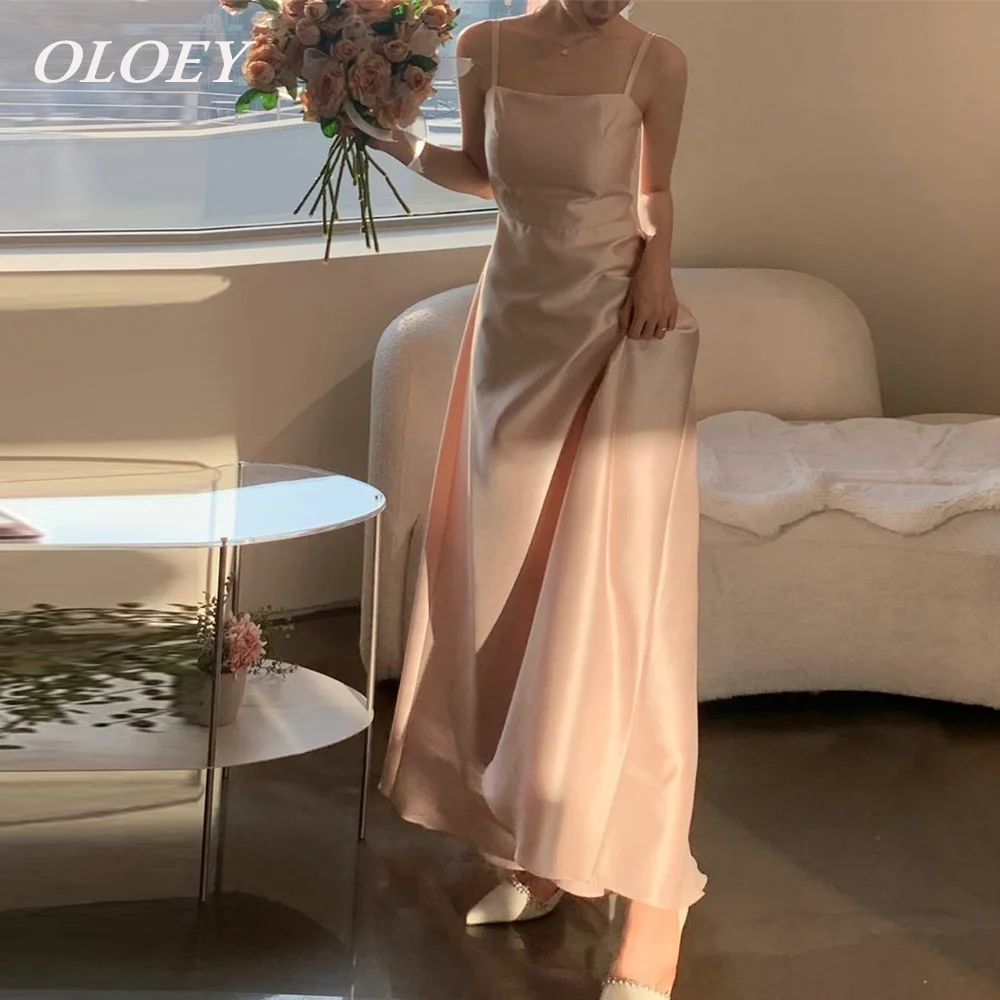 

OLOEY Fairy Pink Soft Satin A-line Prom Party Dress Square Collar Korea Wedding Photoshoot Reception Gown Customized Corset