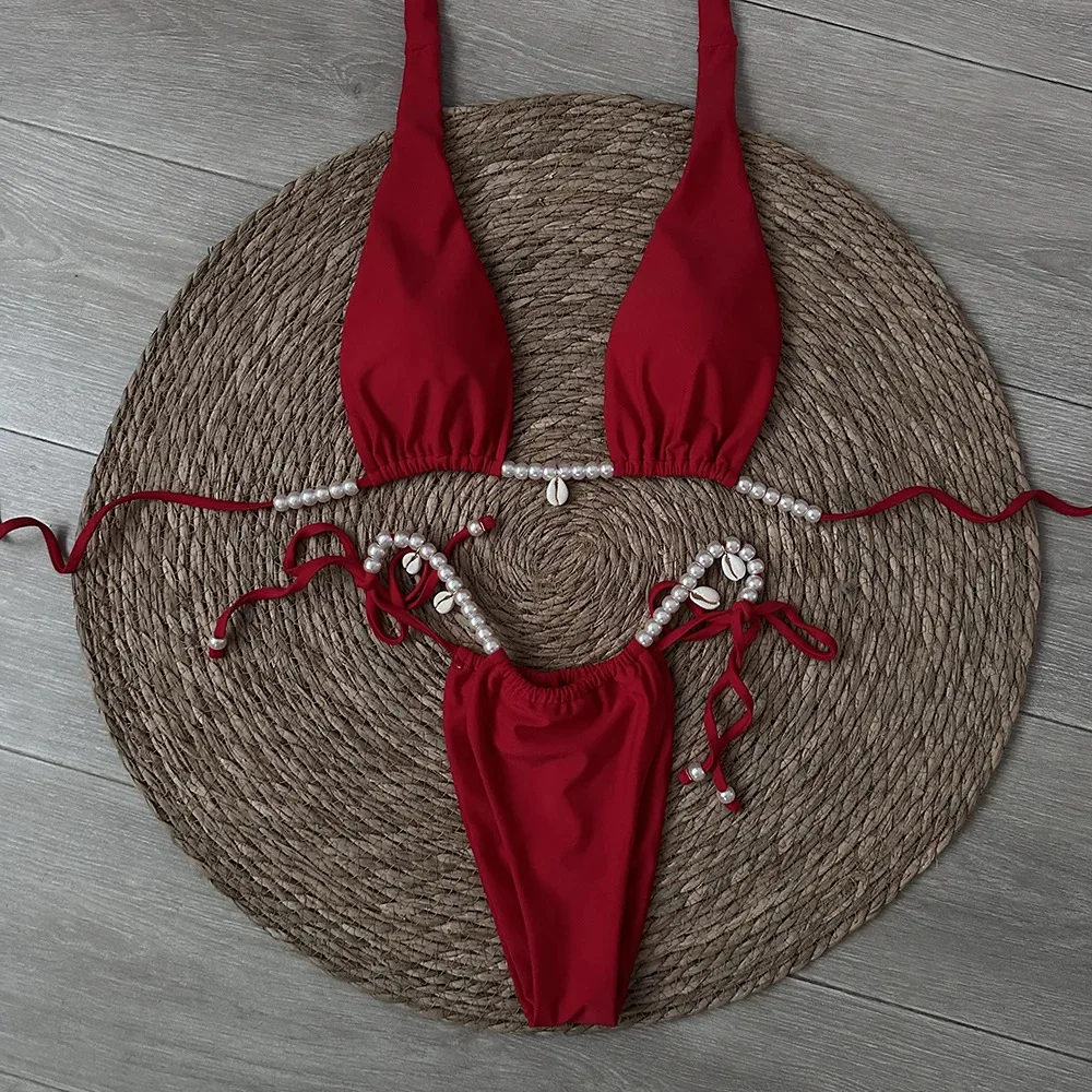 

Sexy Micro Thong Bikini 2025 Women Swimsuit Female Swimwear Backless Bikinis Set Brazilian Beach Wear Bathing Suit Biquini