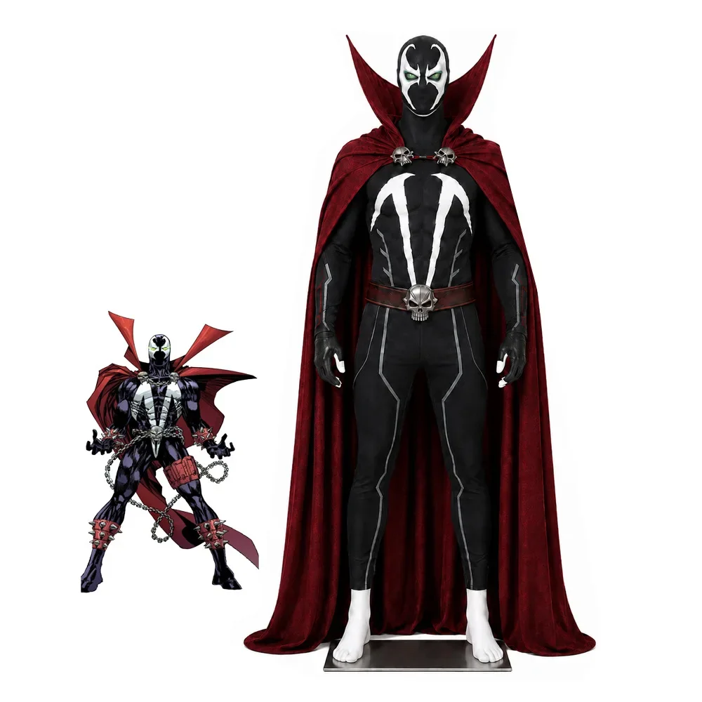 Herren Dark Warrior Cosplay Kostüm Komplettset Kampfanzug mit Umhang Uniform für Halloween, Karneval, Comic Con, Rollenspiel, Versammlungen