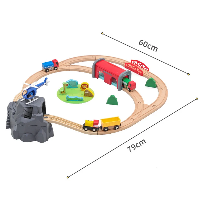 DIY Wooden Train Track Set Compatible with All Major Brands Toys For Children Railway Toy Road Accessories Toy Kids Gift PD58