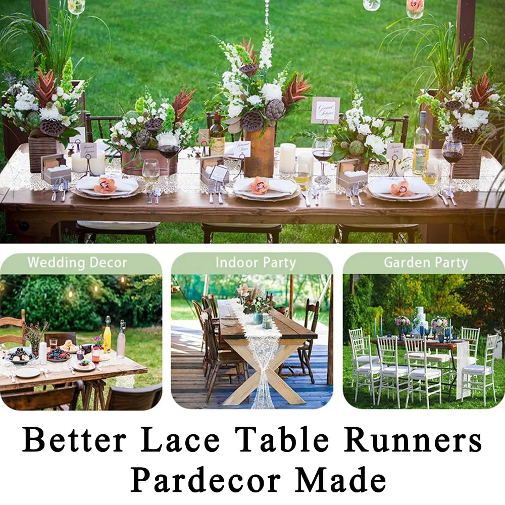 مفارش طاولة من الدانتيل الأبيض لحفلات الزفاف وحفلات الزفاف وحفلات الزفاف وديكور طاولة بوهو مطرزة بالورود الريفي #3