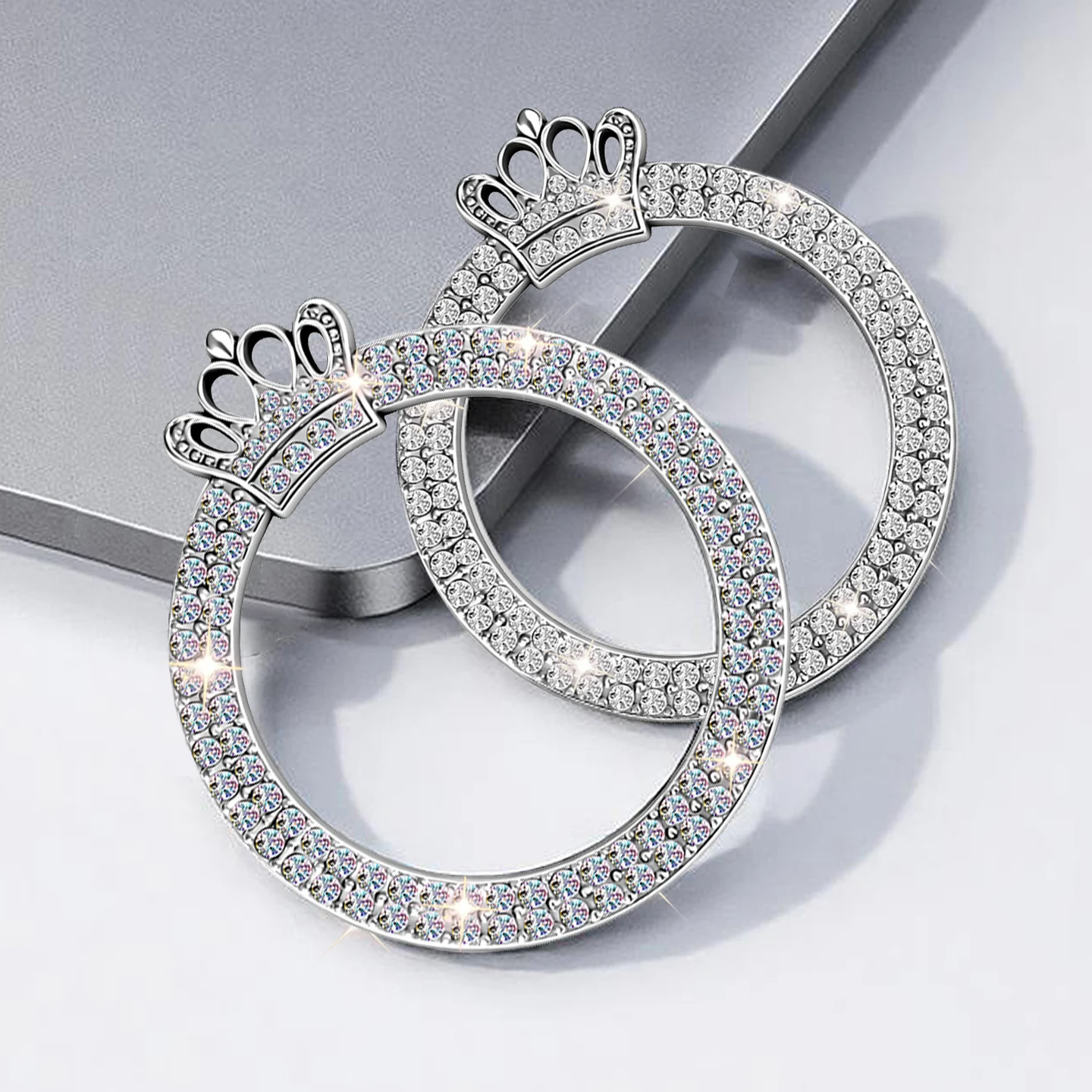 Car One Click Start Decoration Water Diamond Paste Beautiful Inlaid Diamond Interior Ignition Switch Button Protective Cover