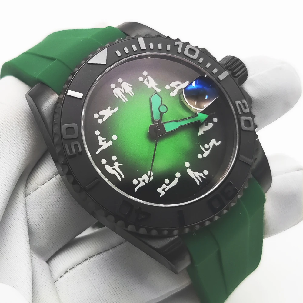 40MM No Logo Automatic Men's Watch Waterproof Solid Case Ceramic Bezel NH35 Men's Watch Automatic Mechanical Watches