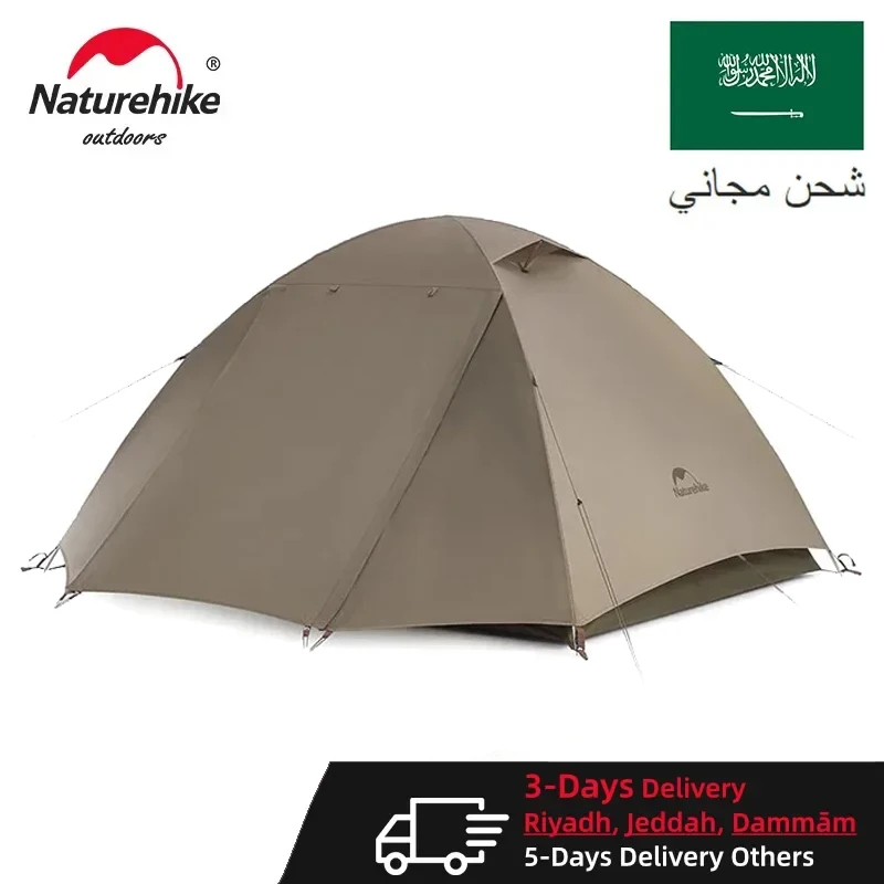 Naturehike Camping Tent 3 People Ultralight Tent 210T Waterproof 2000mm+ Coated Silver Layer UPF50+ UV-blocking Outdoor Tent