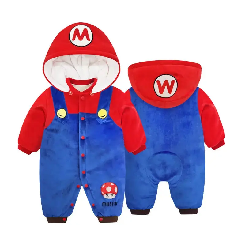 Super Marios Newborn Baby Clothes Thick Winter Warm High Quality Toddler Kids Costume Baby Onesie Boys Girls Photography Romper