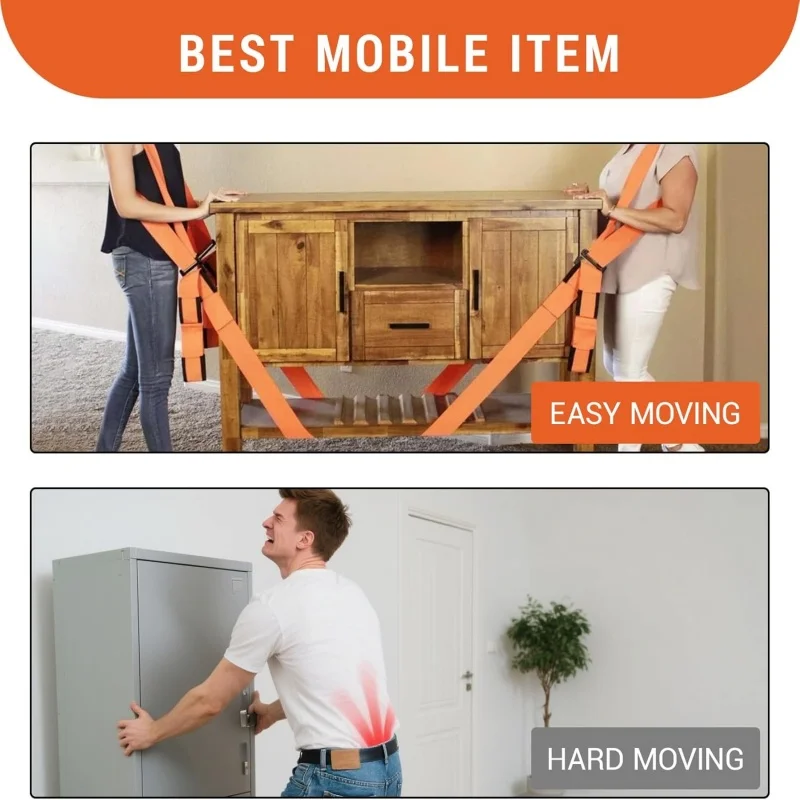 2-شخص الأثاث تتحرك الأشرطة قابل للتعديل رفع حزام الكتف ل أريكة فراش الأجهزة الحبال رفع الحبل حزام متحرك