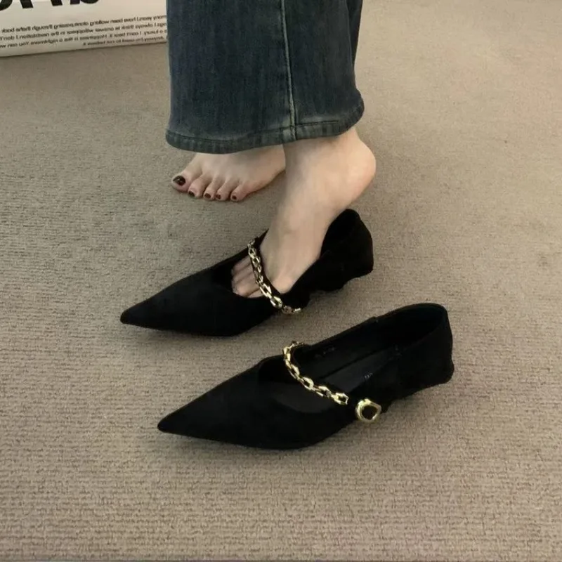 

Elegant Pointed Toe High Heels Women Shoes Sexy Suede Dress Shoes Woman 2026 Fashion Shallow Pumps Buckle Mujer Zapatos