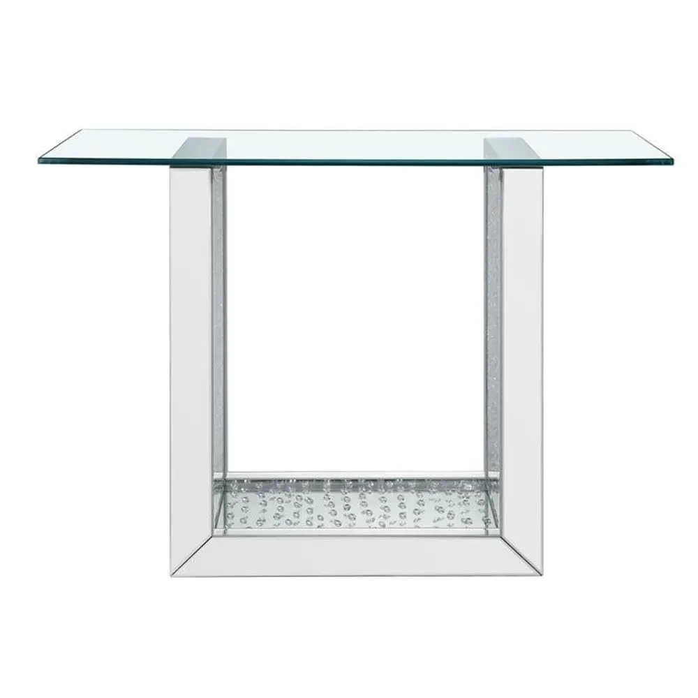 Mirrored Console Table With Faux Crystal Inlay For Entryway Living Room 32