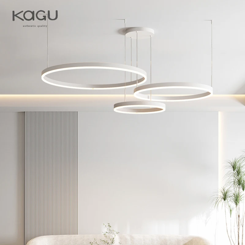 Minimalist Modern Pendant Light LED Home Lighting Brushed ring Ceiling Pendant Light lustre Coffee color and Black Frame