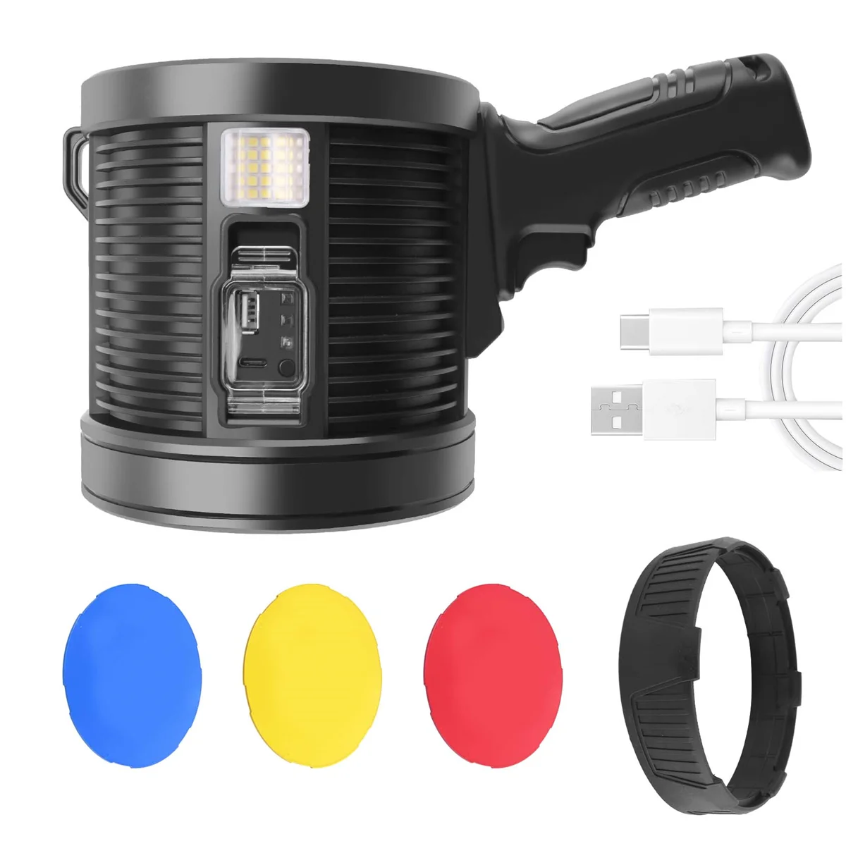 

A47U Rechargeable Spotlight,100000 Lumens LED Spot Lights Handheld Large Flashlight Super Bright Outdoor Solar Spotlights