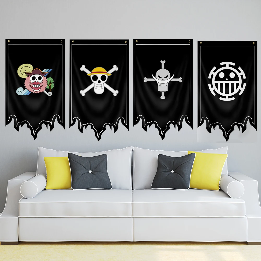 Anime One Piece Flag Cosplay Luffy Zoro Shanks Ace Marshall Polyester Cartoon Party Pirate Ship Flag Sign Home Decor Accessories