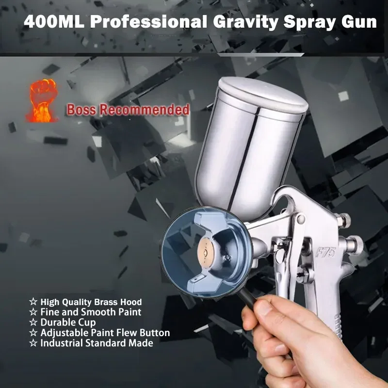 F-75 Adjustable Color Spray Gun Silver Handle Cup 1.5mm Nozzle for Automotive Furniture Parts Painting
