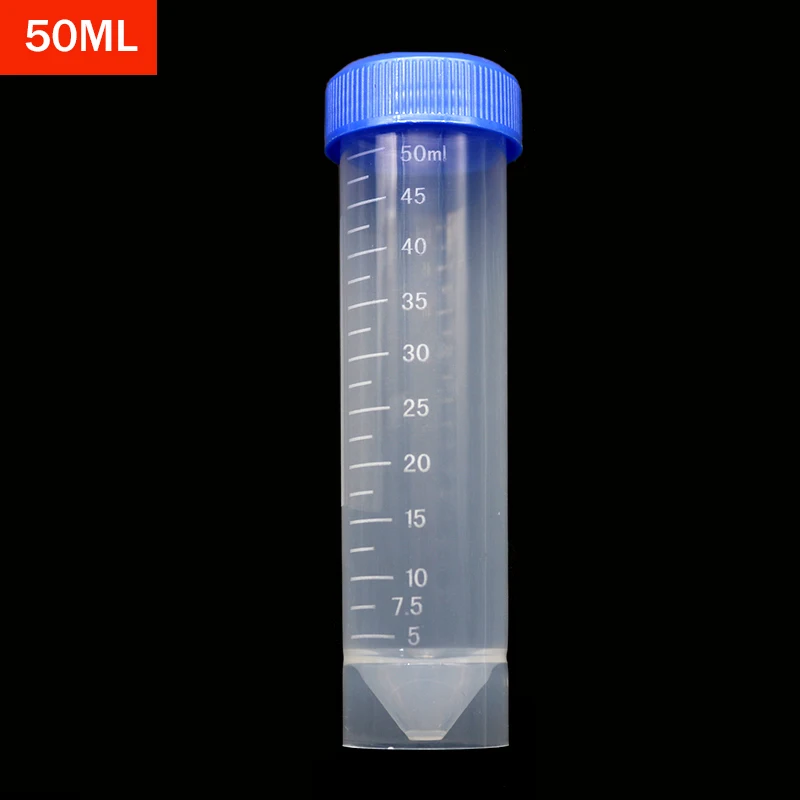 10pcs/pack 50ml Plastic Screw Cap Flat Bottom with Scale Freestanding Centrifuge Tube Equipment for Scientific Experiments