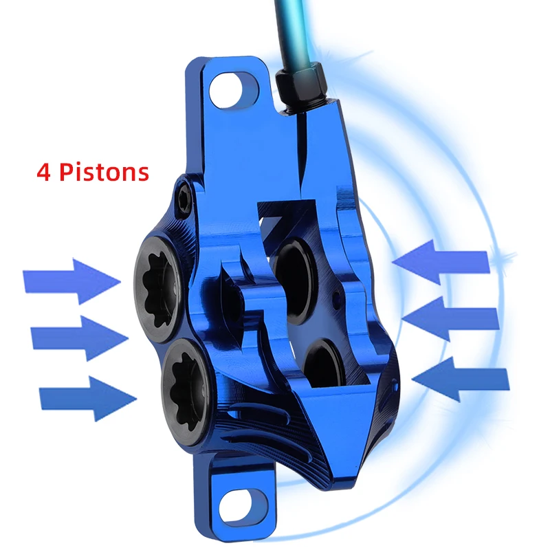 IIIPRO 4 Piston MTB Bicycle Hydraulic Disc Brake Set Caliper Lever 800/1550mm Separate Mountain Bike Disc Brake Bike Oil Brake