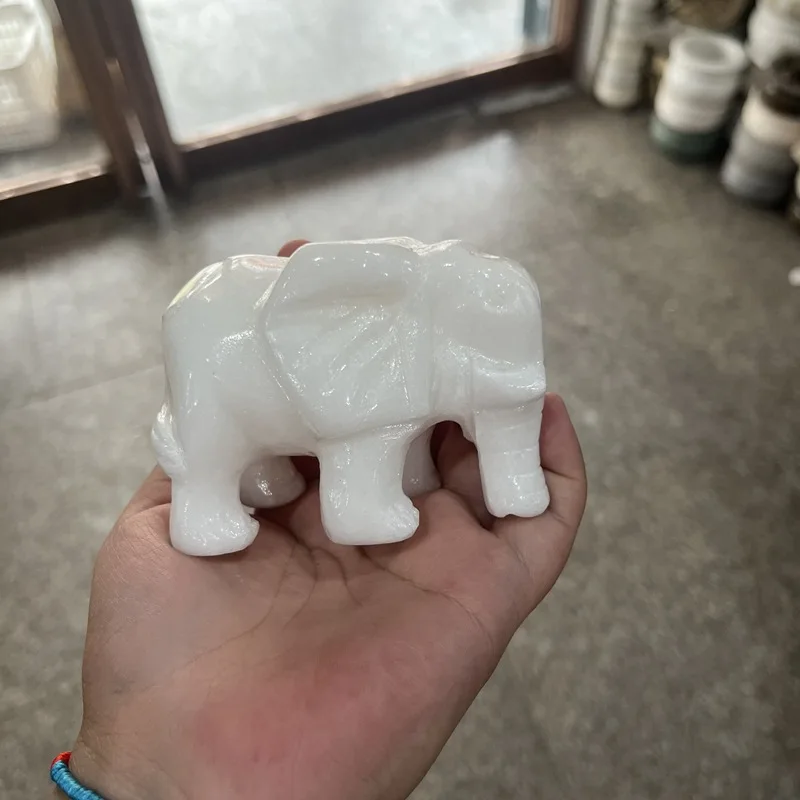 Tibetan Chinese White Marble elephant decoration jade water elephant handicraft opening gift mascot