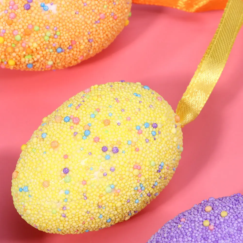 10Pcs Glitter Foam Easter Eggs DIY Hanging Decoration Set Kids Creative Art Activity Easter Hanging Decor