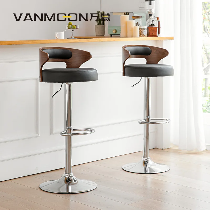 New modern simple solid wood lifting high stool chair bar stool household stool