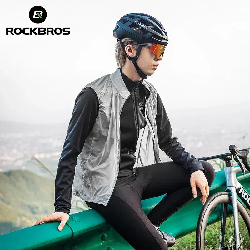 ROCKBROS Cycling Vest MTB Breathable Waterproof Bike Jacket Reflective Safety Vest Outdoor Running Lightweight Sport Wind Vest