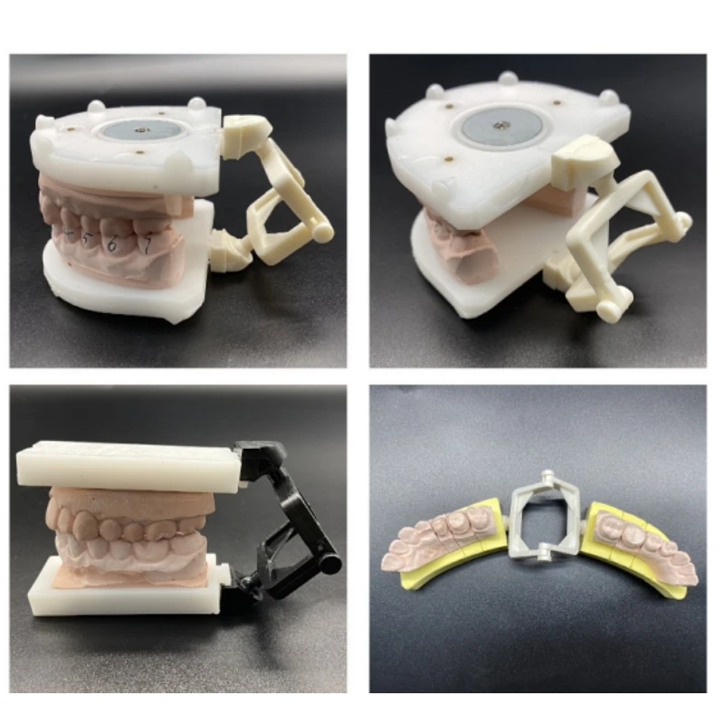 200Pcs Disposable Dental Articulator Plastic Simple Occlusal Jaw Bite Rack Frame Black White Mouth Bite Holder Lab Tool