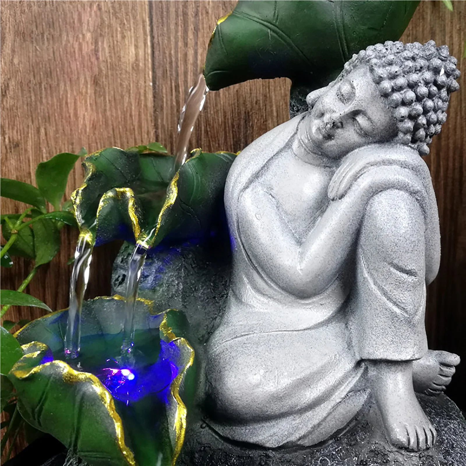 New Handmade Sitting Sleeping Buddha Statue Running Water  Fountain Zen Ornaments