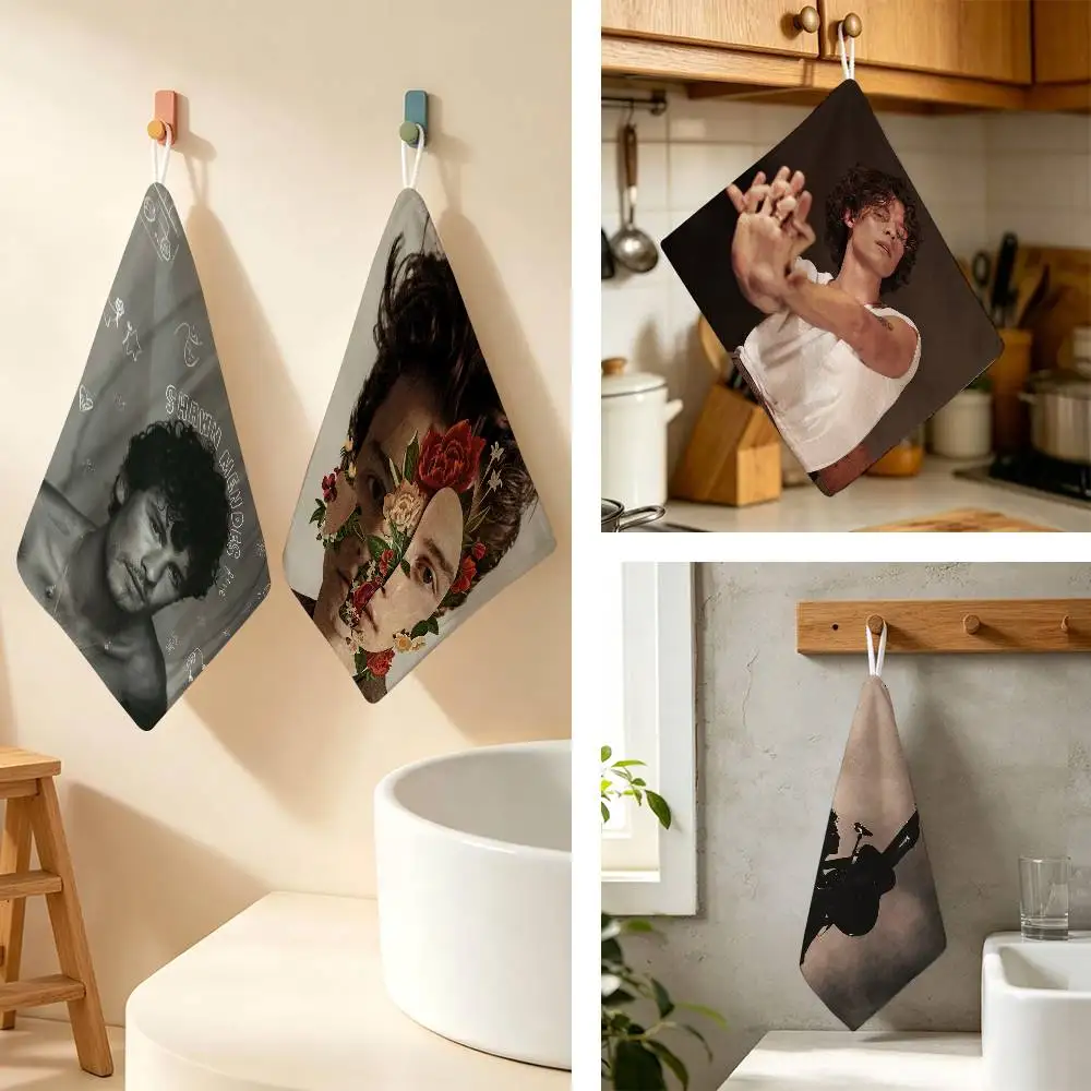 Singer Shawn Mendes Shawn Hanging Style Hand Wiping Towel Polyester Cotton Anti-fade For Indoor Kitchen Living Room