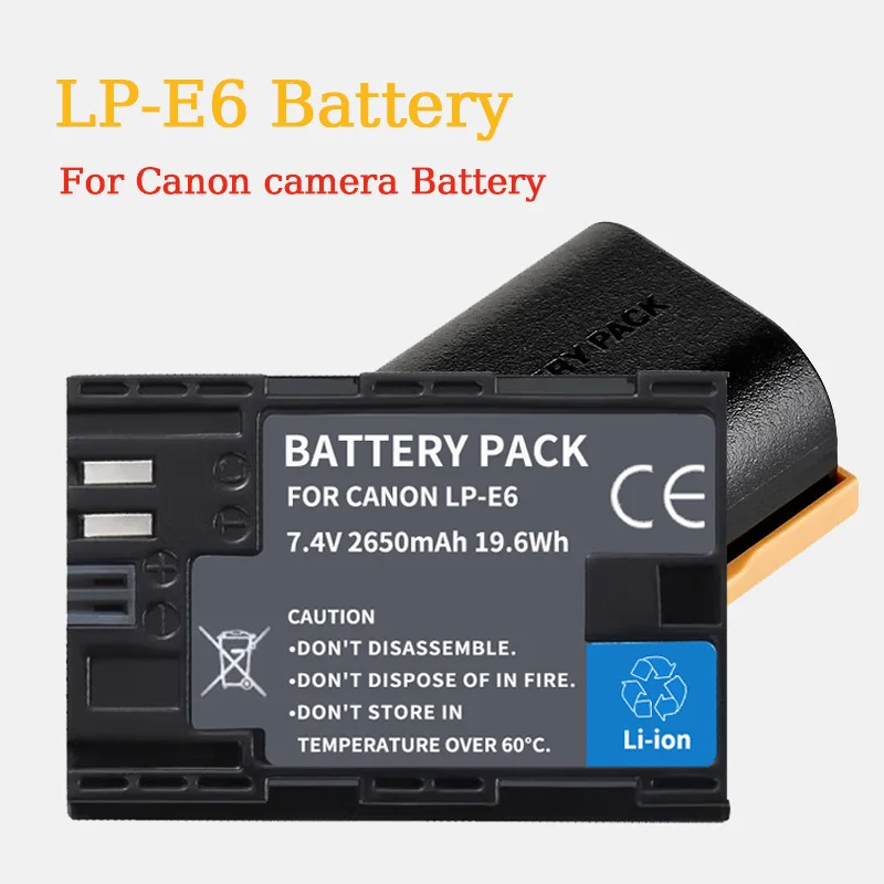 

LP-E6 LPE6 2650mAh Battery for Canon EOS Mark II 5D 6D 7D 70D 60D 60Da 90D Mark III 70D 80D Digital SLR DSLR Camera Batteries