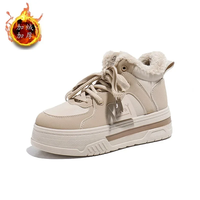 Nuevos zapatos de suela gruesa con cordones para mujer, calzado deportivo informal de caña alta