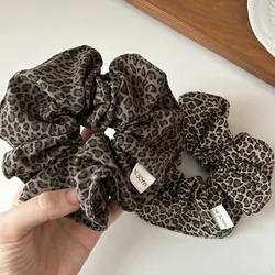 korea fashion Leopard print oversized scrunchie for women girls black hair ubber bands elastic big hair tie  Retro hair rope