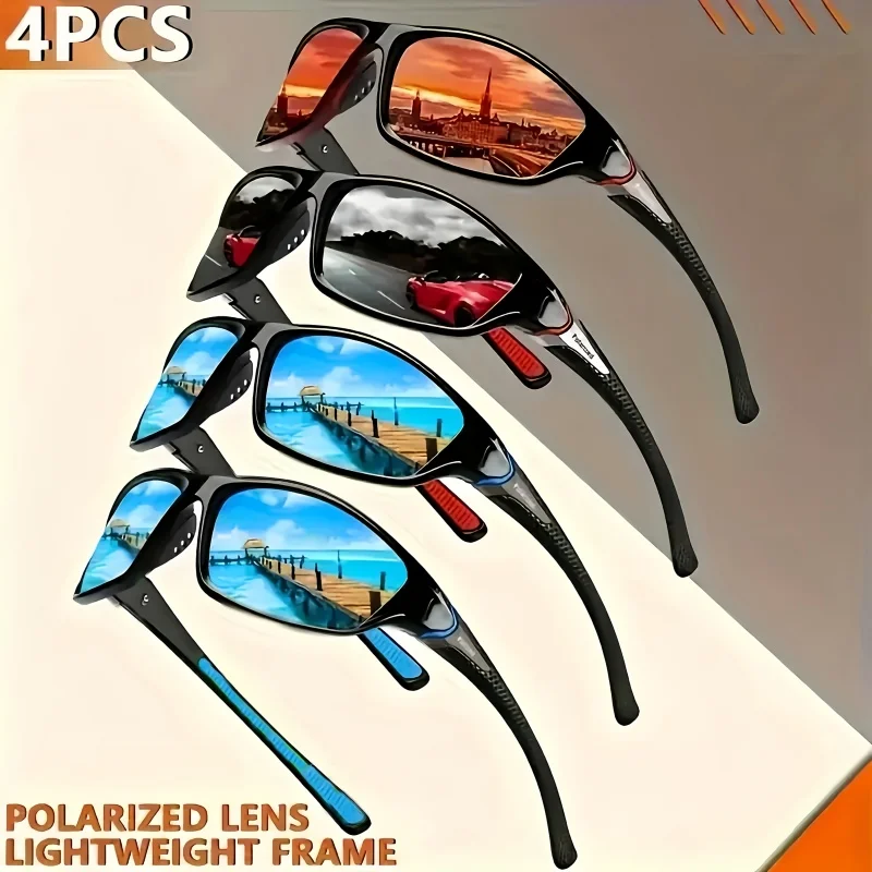 

4 Pcs Fashionable Polarized Men's and Women's Sunglasses Suitable for Summer Cycling Sports Leisure Outdoor Fishing