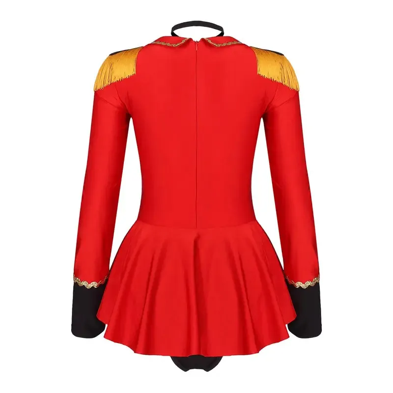 بدلة السيرك النسائية Ringmaster التأثيرية للهالوين، زي أداء رجل العرض، سترة شرابة شقية، يوتار