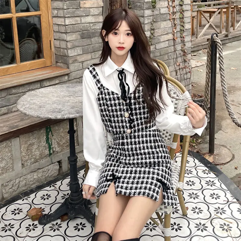 Camicie da donna tenero monopetto autunno solido stile college top studente minimalista all'interno pulsante estetico chic Ulzzang morbido