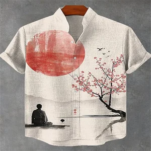 Pria Kucing Hitam Samurai Minum Teh Tinta Seni Cetak Kemeja Lengan Pendekthe Lone Warrior Tinta Seni Cetak Kemeja Kasual 10 kucing prajurit penjualan terbaik - №