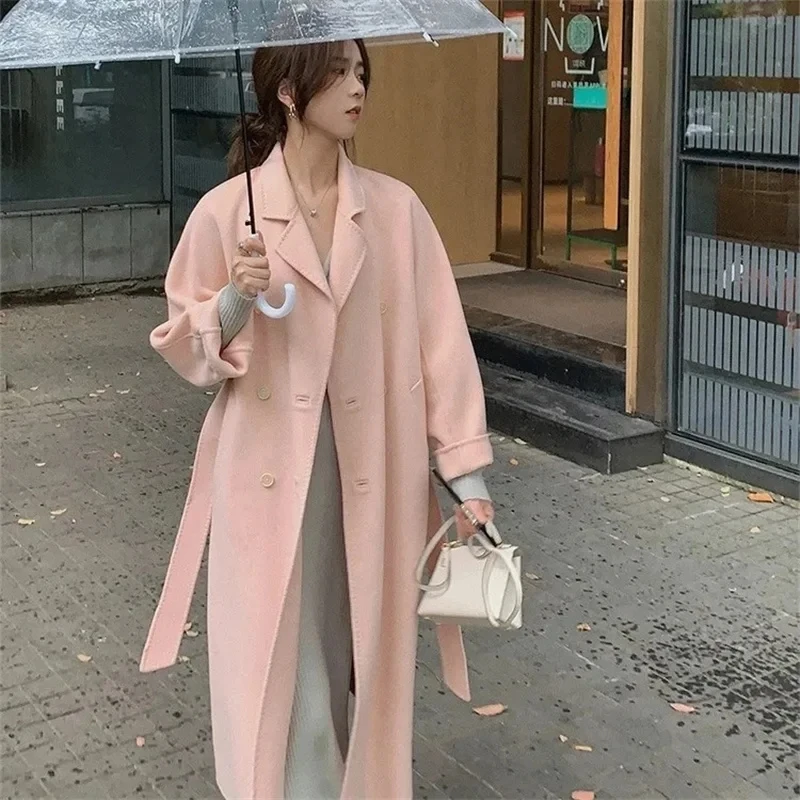 High Quality Autumn Winter Wool Coats Women Double Sided Cashmere Overcoat Korean Loose Long Woolen Jacket Lady Elegant Outwear