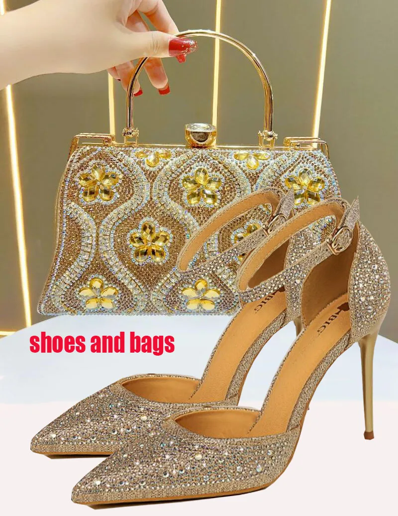 

Elegant Women's Peep-Toe Heels and Matching Wine Color Diamond Pumps Set-Stylish Italian Shoes and Bags for Parties 67