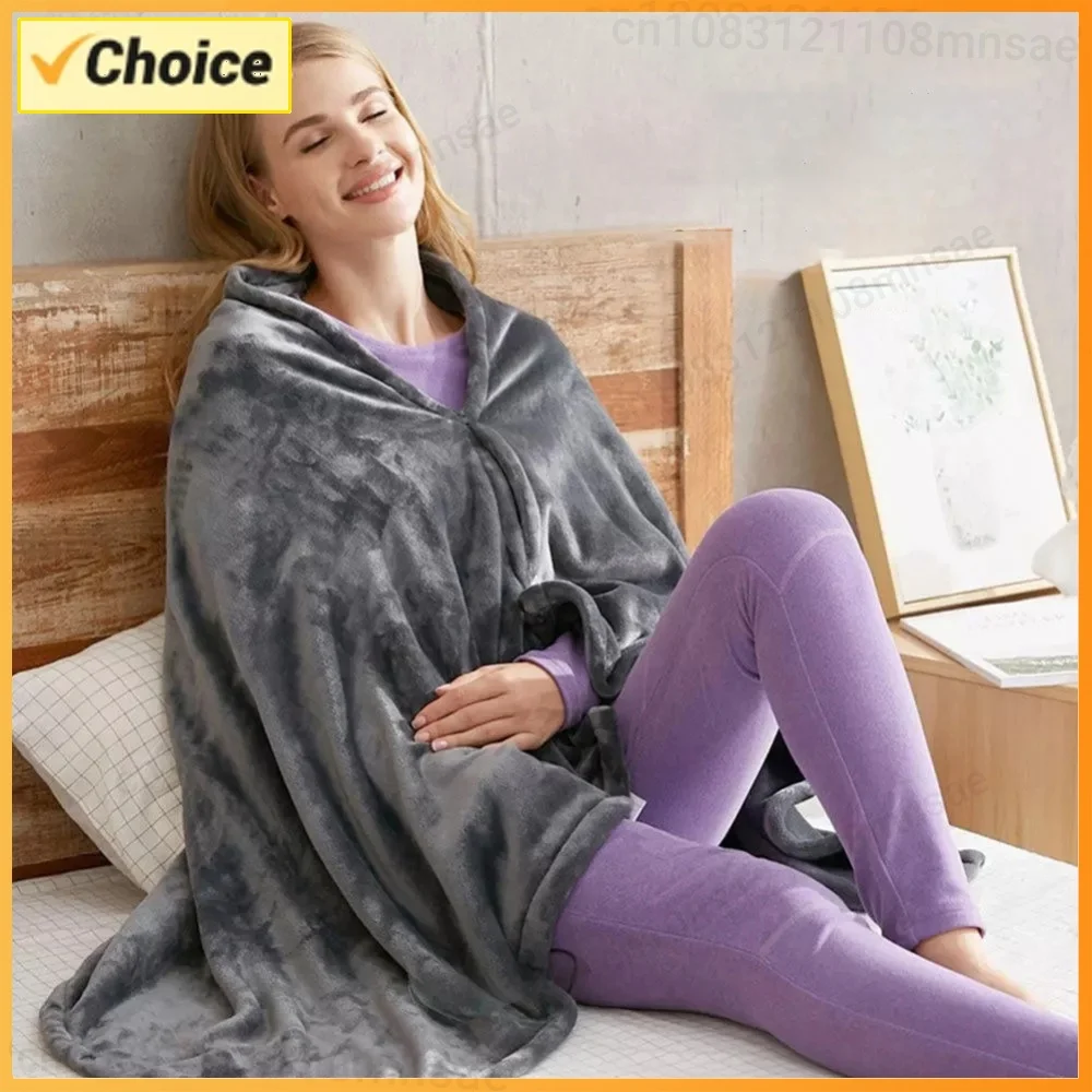 USB Heated Blanket Heating Blanket 3 Heating Level Heated Shawl Throw Blanket Coral Velvet Fast Heating for Outdoor Home Office