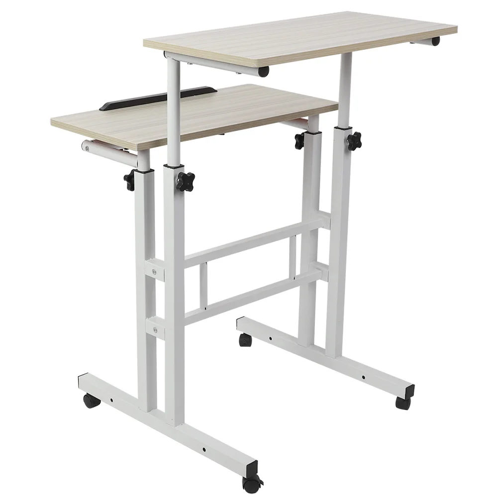 Laptop Computer Stand Desk Stand Up Laptop Desk 60cm Adjustable Height Stand Up Laptop Desk Computer Standing Desk with Rollers image 5
