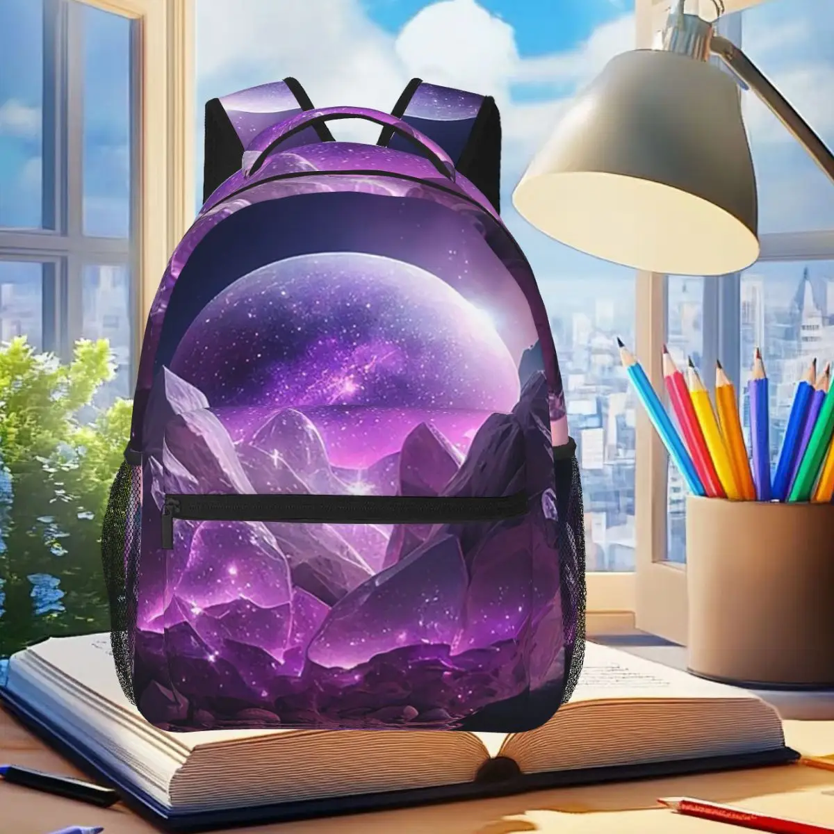 

Коллекция аметистов и пояса Orion Dreamscape, студенческий рюкзак, школьная сумка, дорожный рюкзак для мальчиков и девочек, сумка для книг, сумки на плечо
