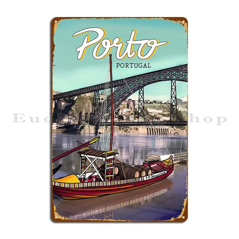 Lu%C3%Ads I Bridge Oporto Placa de Metal Diseño de Cocina Diseño de Cueva de Pared Sala de Estar Cartel de Lata Póster