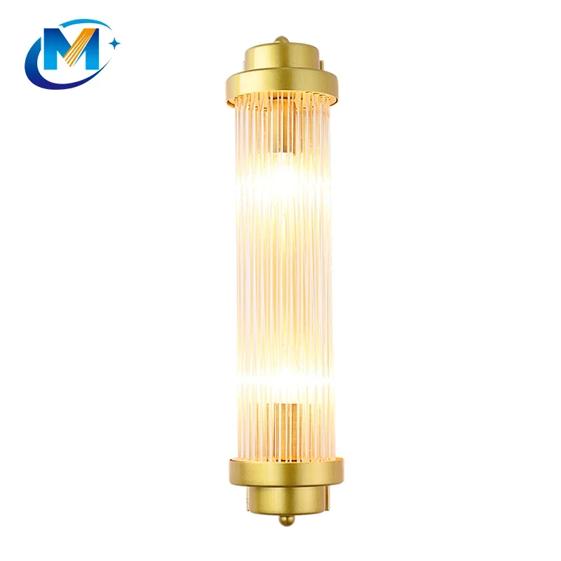 Vintage Retro New Indoor Gold Decorative Brass Glass Wall Lamp 2 Heads  lighting Sconces For Home Living Room Aisle Balcony