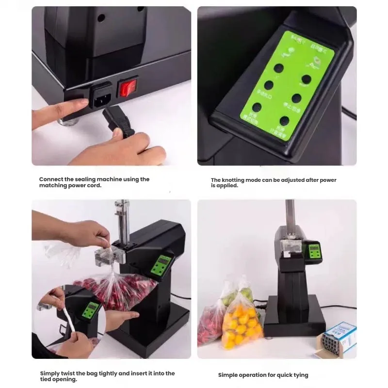 Compact Digital Control Net Bag Clipping Machine Adjustable Staple Interval Easy Operate Mesh Bag Sealing Machine - view 6
