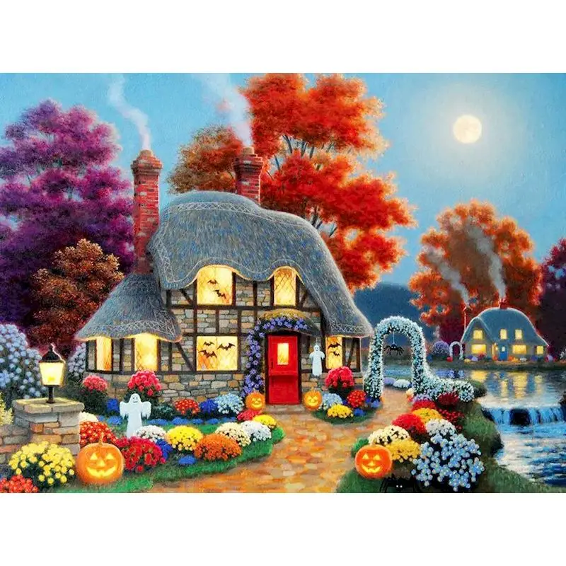 

GATYZTORY DIY Painting By Numbers Town Landscape Picture Coloring HandPainted Oil Painting Home Decors Handmade Unique Gift